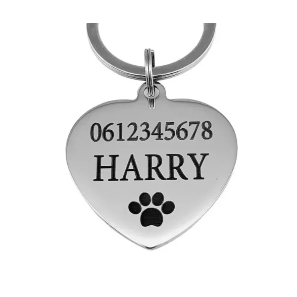 Hondenpenning hartje graveren Penning voor je hond graveren met naam, adres en telefoonnummer zilver